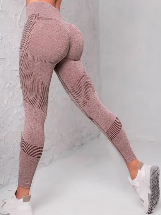 None Pants - Seamless High-Waist Ribbed Leggings - Dusty Rose